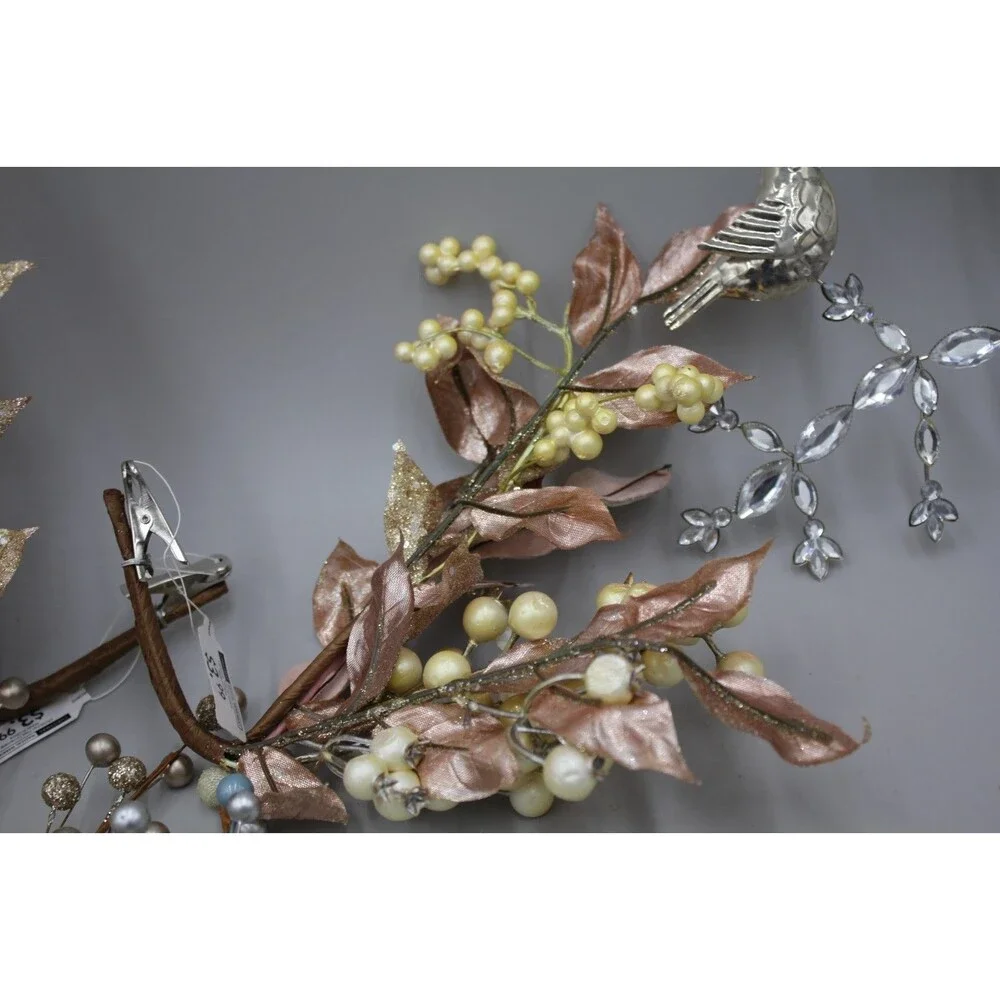 18 Pcs Branches, Flowers, Stems Huge Ornament Lot Vintage-Inspired At Home Magic